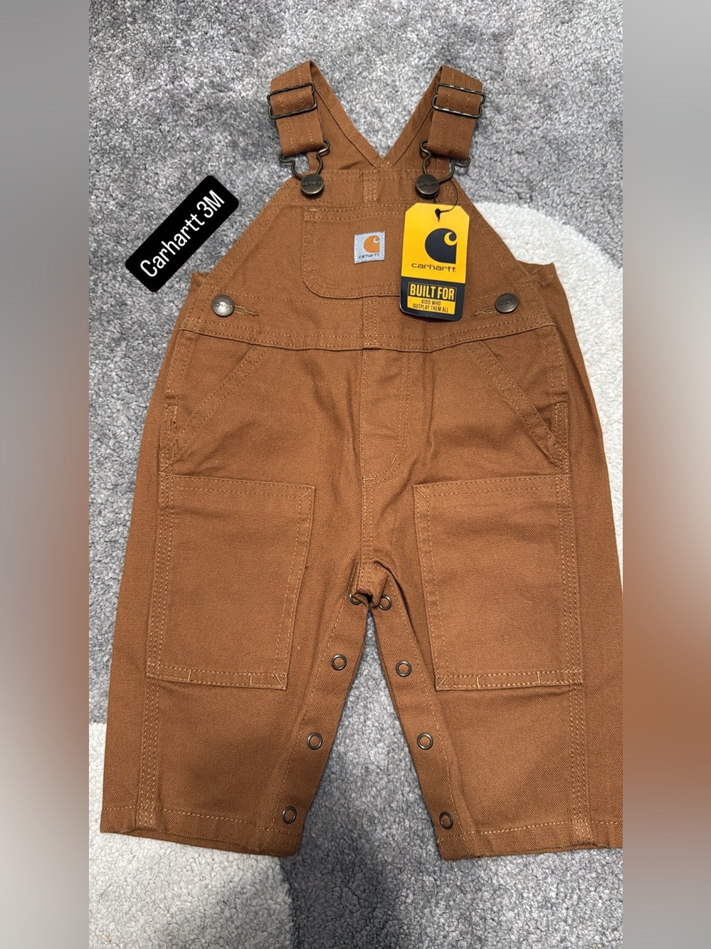 Carhartt Tan Kids Utility Overalls with Pockets